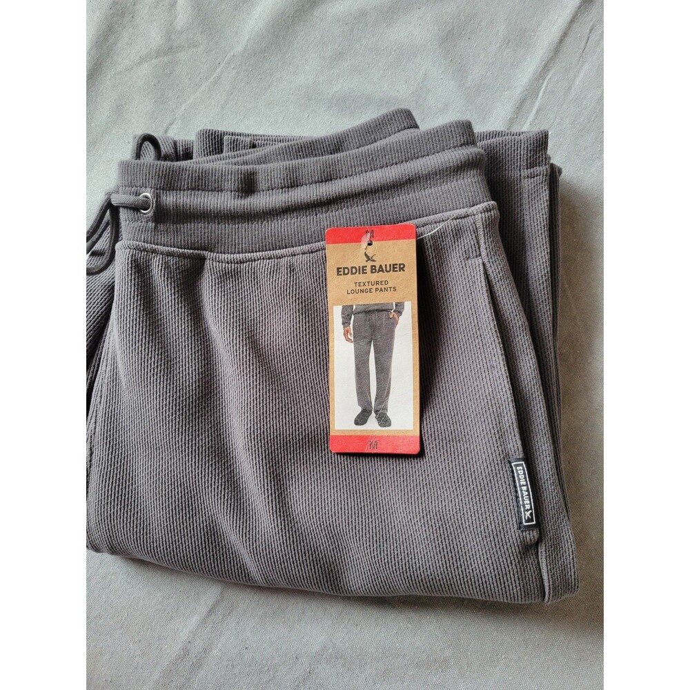 Eddie Bauer Men's Textured Lounge Pants Size M Grey Relaxed Fit